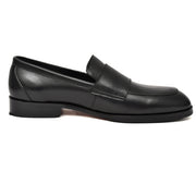 Mens black crust leather formal loafer shoe, business & casual party wear - Feetique Footwea